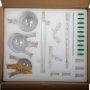 VEVOR chemistry glassware kit components in foam packaging within a cardboard box.