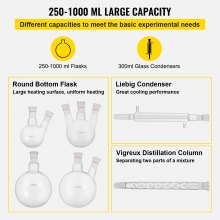 VEVOR New Laboratory Glassware 24/40 Chemistry Glassware 32PCS Chemistry Lab Glassware Kit 250 1000ml for Distillations Separation Purification Synthe（24/40, 32PCS）