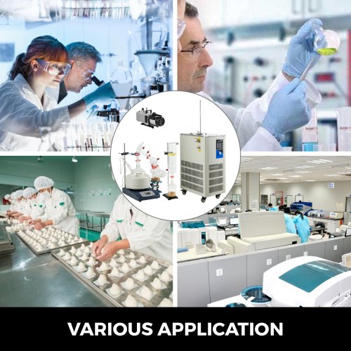 VEVOR Distillation Kit 2L Lab Distillation Kit Short Path Distillation Laboratory Glassware Equipment with Vacuum Pump & Circulator Chiller for Chemistry Essential Oil Water Purifier Set in White