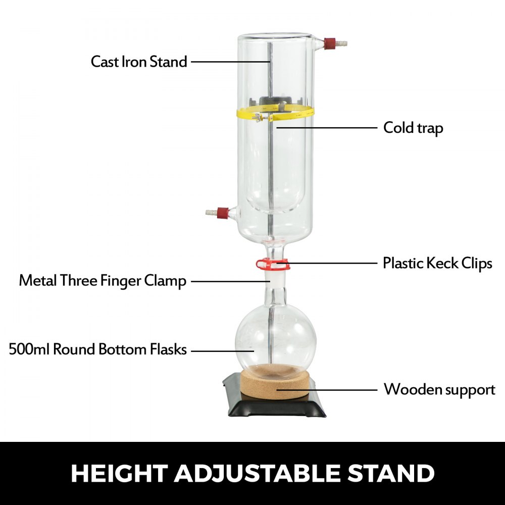 VEVOR Distillation Kit 2L Lab Distillation Kit Short Path Distillation Laboratory Glassware Equipment with Vacuum Pump & Circulator Chiller for Chemistry Essential Oil Water Purifier Set in White