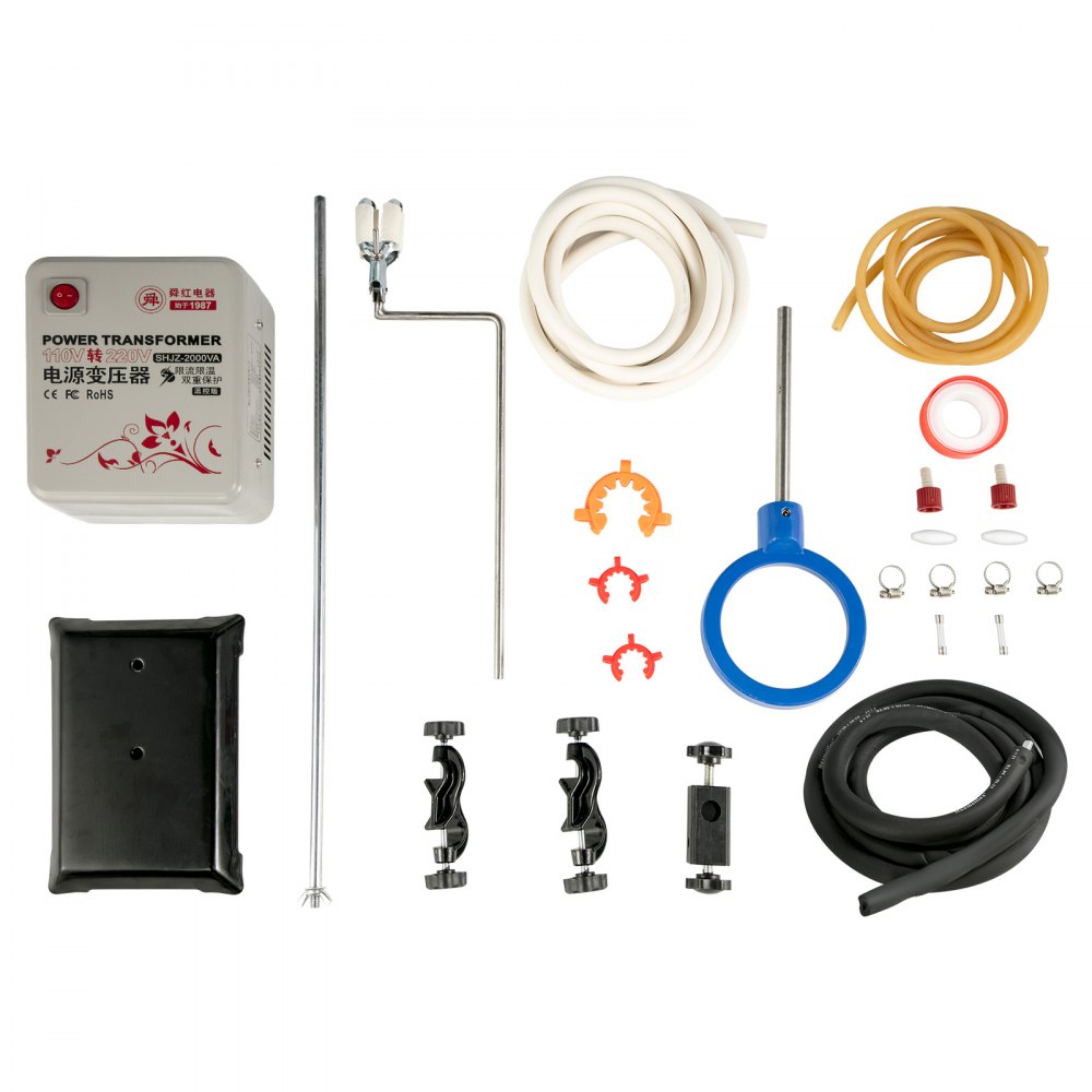 VEVOR Distillation Kit 2L Lab Distillation Kit Short Path Distillation Laboratory Glassware Equipment with Vacuum Pump & Circulator Chiller for Chemistry Essential Oil Water Purifier Set in White