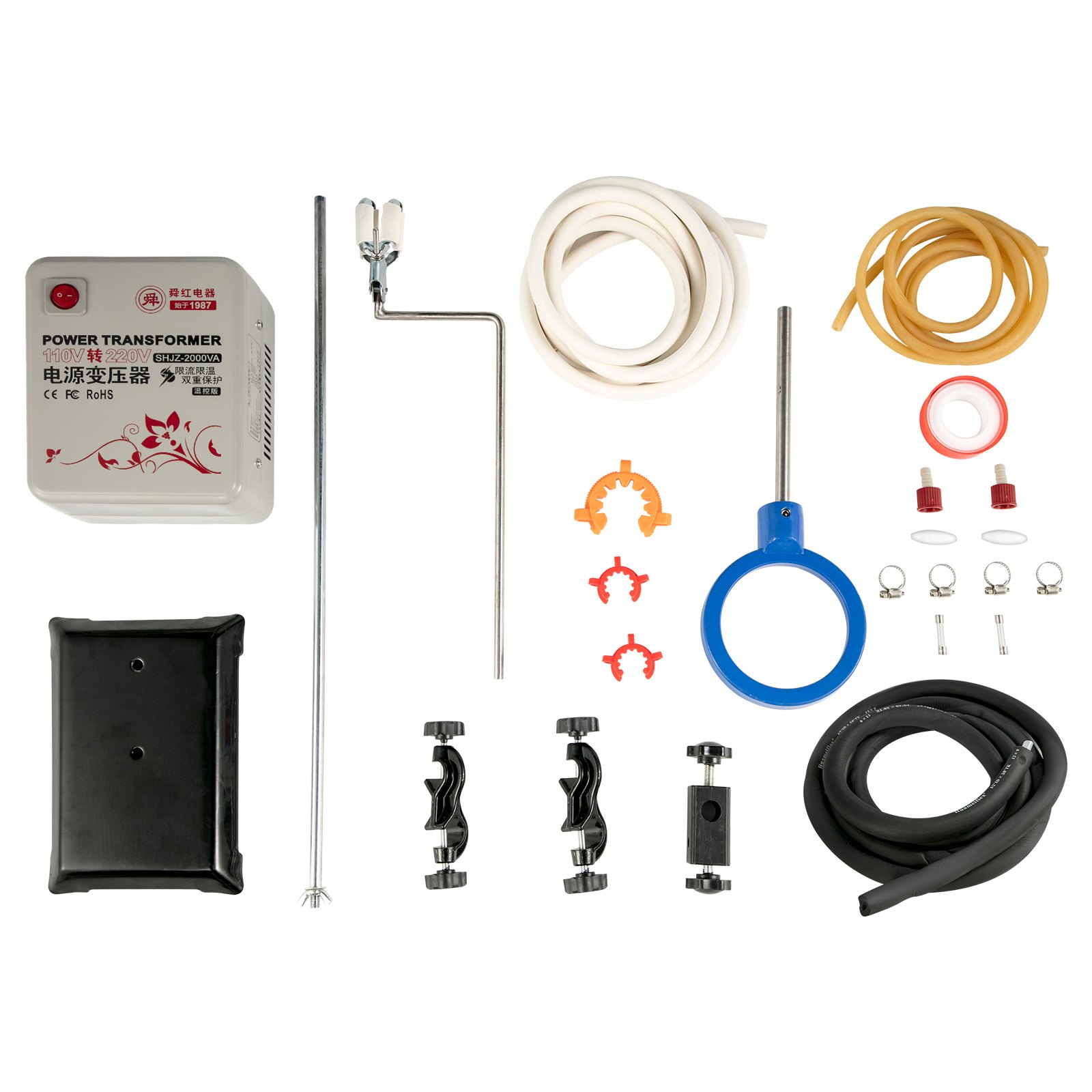 VEVOR Distillation Kit 2L Lab Distillation Kit Short Path Distillation Laboratory Glassware Equipment with Vacuum Pump & Circulator Chiller for Chemistry Essential Oil Water Purifier Set in White