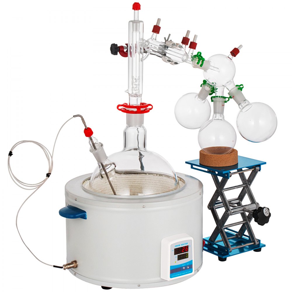 Short Path Distillation Kit With 5000ml Heating Mantle 24/40 Essential Oil Steam
