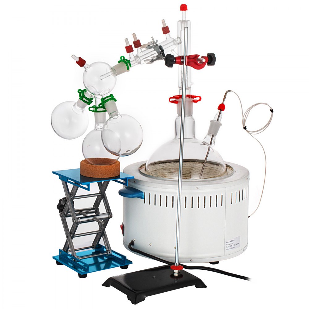 Short Path Distillation Kit With 5000ml Heating Mantle 24/40 Essential Oil Steam
