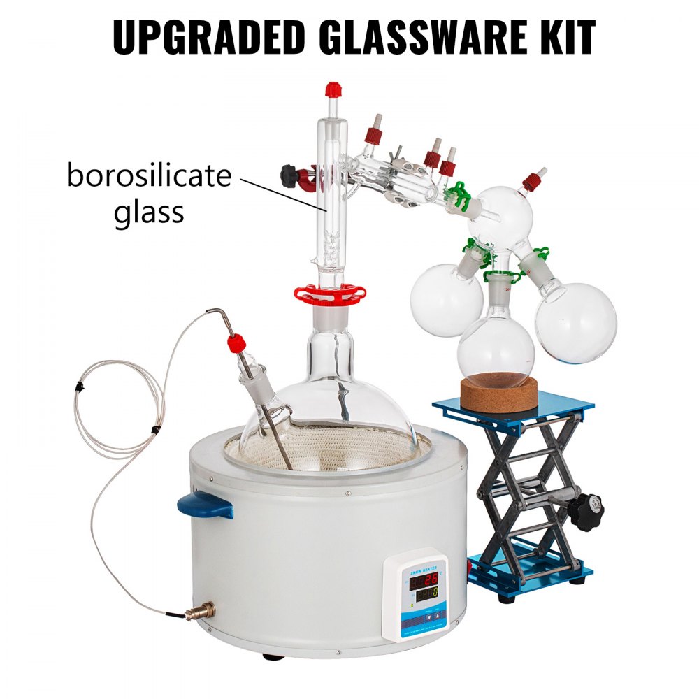 Short Path Distillation Kit With 5000ml Heating Mantle 24/40 Essential Oil Steam