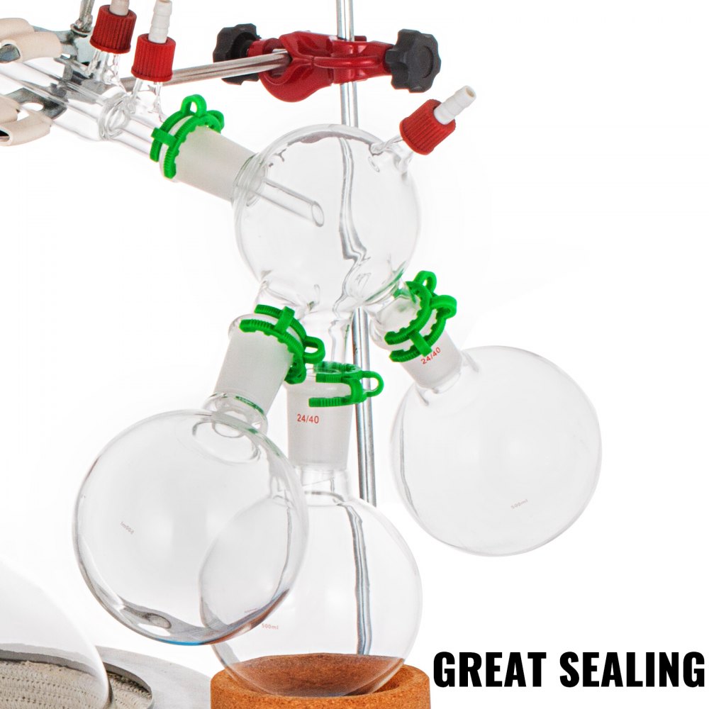 Short Path Distillation Kit With 5000ml Heating Mantle 24/40 Essential Oil Steam