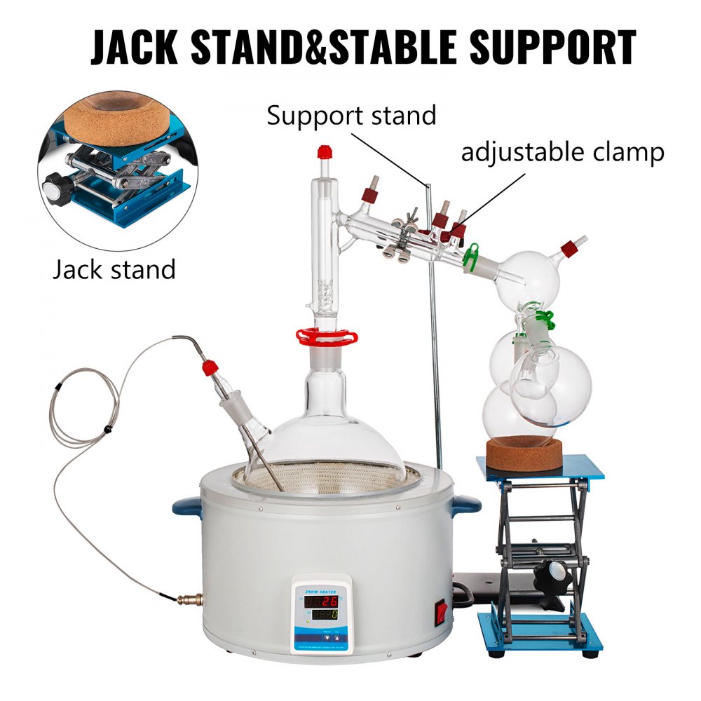 Short Path Distillation Kit With 5000ml Heating Mantle 24/40 Essential Oil Steam