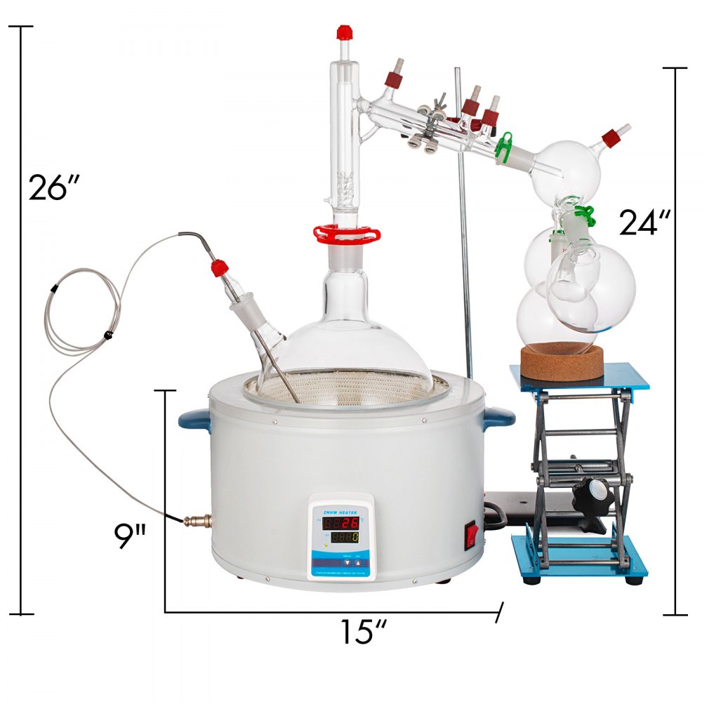 Short Path Distillation Kit With 5000ml Heating Mantle 24/40 Essential Oil Steam