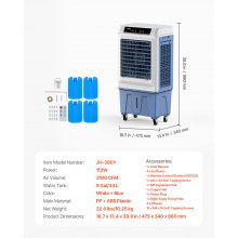 Evaporative Air Cooler 3100 CFM with 9 Gallon Water Tank Portable Swamp Cooler