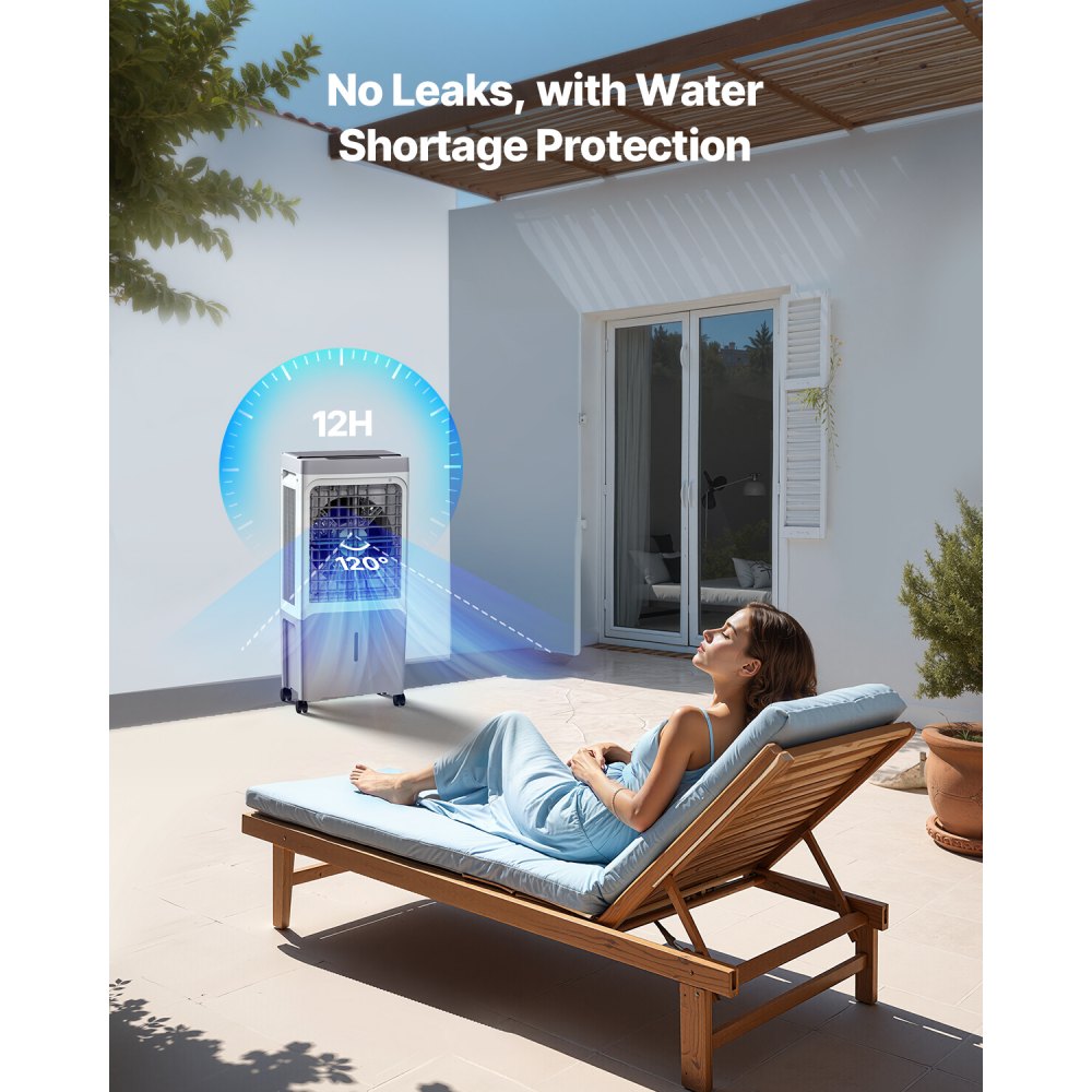 VEVOR Evaporative Air Cooler, 1800 CFM with 6.8 Gallon Water Tank Swamp Cooler, Portable Cooling Fan with Remote Control, 12H Timer, 4 Ice Boxes, Quiet Operation, 3 Wind Speeds for Outdoor Indoor Use