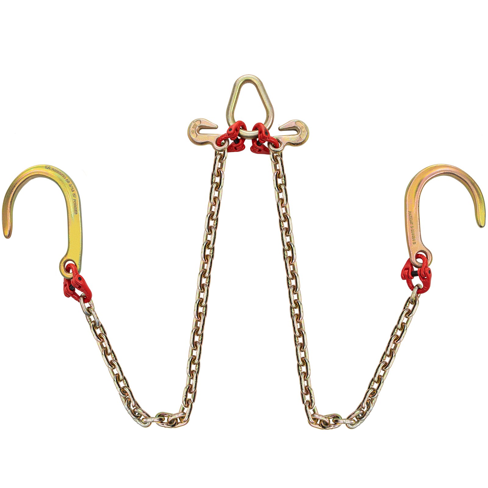 VEVOR V Bridle Chain, 8 mm x 0.9 m Bridle Tow Chain, Grade 80 V-Bridle Transport Chain, 4.2 tons Break Strength with J Hooks and Crab Hooks, Heavy Duty Pear Link Connector and Chain Shorteners