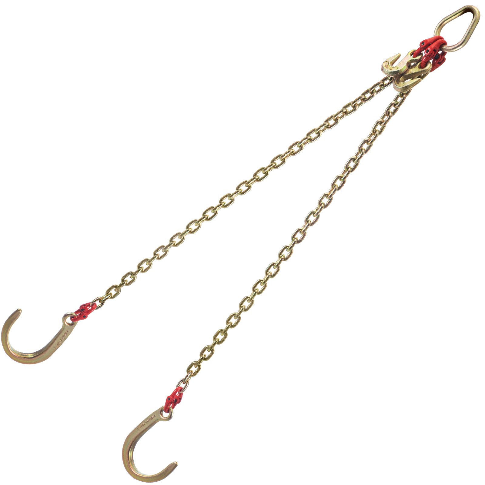 VEVOR V Bridle Chain, 8 mm x 0.9 m Bridle Tow Chain, Grade 80 V-Bridle Transport Chain, 4.2 tons Break Strength with J Hooks and Crab Hooks, Heavy Duty Pear Link Connector and Chain Shorteners