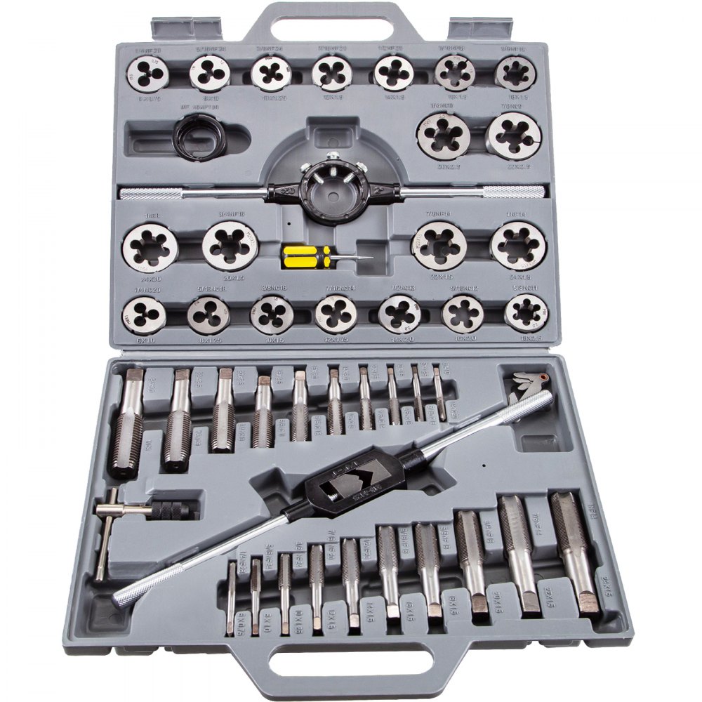 VEVOR 45PC SAE Standard Tap & Die Set w/ Case Screw Extractor Remover Kit Thread