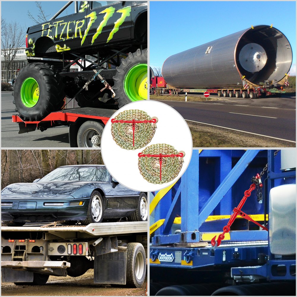 VEVOR Chain and Binder Kit 8-10 mm Ratchet Load Binder w/ 6m Chains Hauling