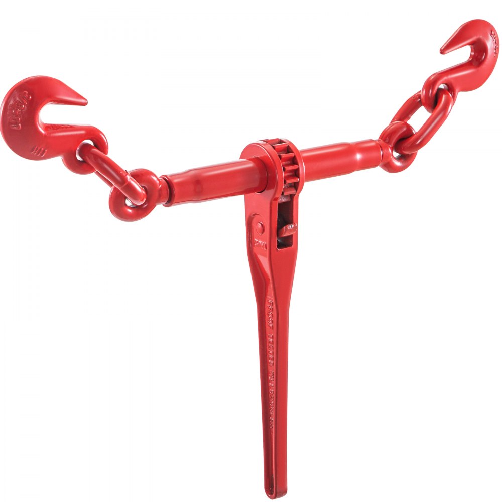 red VEVOR ratchet binders with hooks and chain highlighted on a white background.