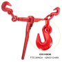 VEVOR Chain Binder 10-13 mm, Ratchet Load Binder 4.18 t Capacity, Ratchet Lever Binder with G70 Hooks, Adjustable Length, Ratchet Chain Binder for Tie Down, Hauling, Towing, 2 Packs in Red
