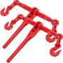 VEVOR Chain Binder 5/16in-3/8in, Ratchet Load Binder 6600lbs Capacity, Ratchet Lever Binder w/ G70 Hooks, Adjustable Length, Ratchet Chain Binder for Tie Down, Hauling, Towing, 2-pack in Red