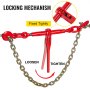 VEVOR Chain Binder 5/16in-3/8in, Ratchet Load Binder 6600lbs Capacity, Ratchet Lever Binder w/ G70 Hooks, Adjustable Length, Ratchet Chain Binder for Tie Down, Hauling, Towing, 2-pack in Red