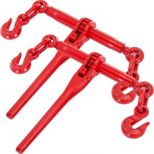 VEVOR Chain Binder 5/16-3/8, Ratchet Load Binder 6600lbs Capacity, Ratchet Lever Binder with G70 Hooks, Adjustable Length, Ratchet Chain Binder for Tie Down, Hauling, Towing, Red