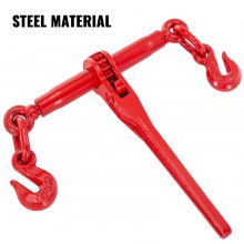 VEVOR Chain Binder 5/16-3/8, Ratchet Load Binder 6600lbs Capacity, Ratchet Lever Binder with G70 Hooks, Adjustable Length, Ratchet Chain Binder for Tie Down, Hauling, Towing, Red