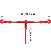 VEVOR Chain Binder 5/16-3/8, Ratchet Load Binder 6600lbs Capacity, Ratchet Lever Binder with G70 Hooks, Adjustable Length, Ratchet Chain Binder for Tie Down, Hauling, Towing, Red