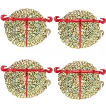 VEVOR Chain and Binder Kit 3/8in-1/2in, Ratchet Load Binders 9215lbs Working Strength, Ratchet Binders and Chains, 3/8in x 10ft Chains w/ G70 Hooks, for Truck, Tie Down, Hauling, Towing