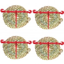 VEVOR Chain and Binder Kit 3/8in-1/2in, Ratchet Load Binders 9215lbs Working Strength, Ratchet Binders and Chains, 3/8in x 10ft Chains with G70 Hooks, for Truck, Tie Down, Hauling, Towing