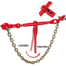 VEVOR Chain and Binder Kit 5/16in-3/8in, Ratchet Load Binders 6600lbs Working Strength, Ratchet Binders and Chains, 5/16in x 12ft Chains w/ G70 Hooks, for Truck, Tie Down, Hauling, Towing