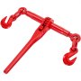 VEVOR Chain Binder 3/8in-1/2in, Ratchet Load Binder 9215lbs Capacity, Ratchet Lever Binder with G70 Hooks, Adjustable Length, Ratchet Chain Binder for Tie Down, Hauling, Towing, 4-pack in Red