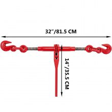 VEVOR 9215LBS 3/8\" – 1/2\" Ratchet Binders 9,215 LBS Secure Working Load, G70 Hooks and Adjustable Length, for Grade 70-80 Chains, Tie Down, Hauling, Towing, 4-Pack, Red