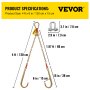 Cadena de brida VEVOR V, brida de cadena de remolque de 5/16 in x 2 pies, cadena de transporte de brida en V de grado 80, resistencia a la rotura de 9260 lb con ganchos j y ganchos de agarre, conector de eslabón de pera resistente y acortadores de cadena