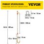 VEVOR J Hook Chain, 5/16 in x 8 ft Tow Chain Bridle, Grade 80 J Hook Transport Chain, 9260 Lbs Break Strength with J Hook & Grab Hook, Tow Hooks for Trucks, Heavy Duty J Hook and Chain Shorteners