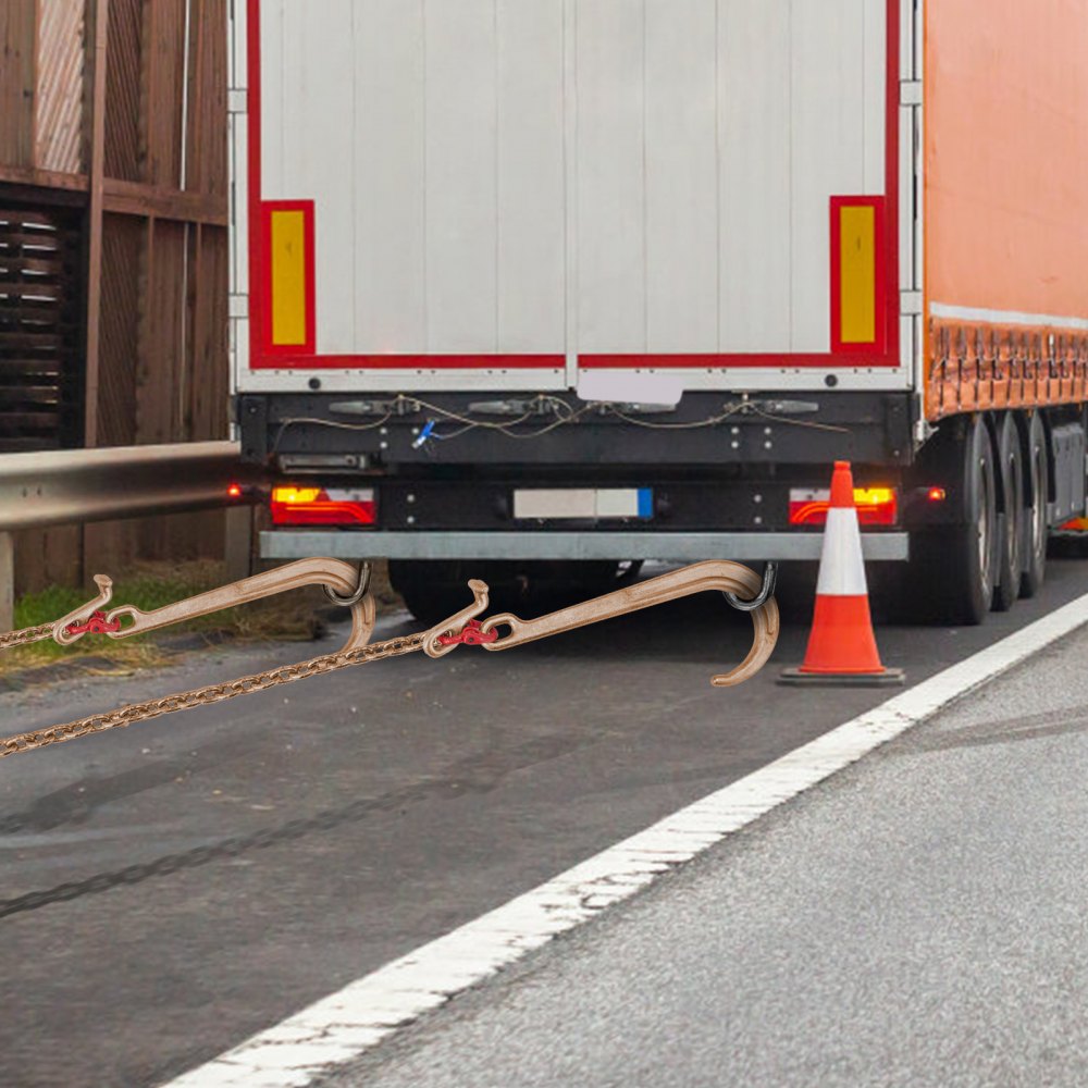 VEVOR G80 V Bridle Chain, 5/16" x 2' Towing Chain Bridle with 15" J Hooks, T Hooks & Grab Hooks, Heavy Duty Transport Chain Bridle with 10800 lbs Safe Working Load for Flatbed Truck Wrecker Recovery