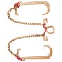 VEVOR G80 V Bridle Chain, 5/16" x 2' Towing Chain Bridle with 15" J Hooks, T Hooks & Grab Hooks, Heavy Duty Transport Chain Bridle with 10800 lbs Safe Working Load for Flatbed Truck Wrecker Recovery