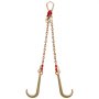 VEVOR G80 V Bridle Chain, 5/16" x 2' Towing Chain Bridle with 15" J Hooks, T Hooks & Grab Hooks, Heavy Duty Transport Chain Bridle with 10800 lbs Safe Working Load for Flatbed Truck Wrecker Recovery