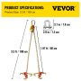 VEVOR V Bridle Chain, 5/16 in x 2 ft Tow Chain Bridle, Grade 80 V-Bridle Transport Chain, 9260 Lbs Break Strength with RTJ Hooks & Grab Hooks, Heavy Duty Pear Link Connector and Chain Shorteners