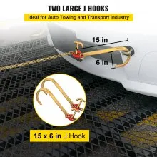 VEVOR V Bridle Chain, 5/16 in x 2 ft Tow Chain Bridle, Grade 80 V-Bridle Transport Chain, 9260 Lbs Break Strength with TJ Hooks & Grab Hooks, Heavy Duty Pear Link Connector and Chain Shorteners