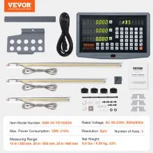 VEVOR Digital Readout 10'' & 20'' & 24'' Linear Scale 3 Axis DRO Display Kit