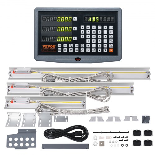 VEVOR Digital Readout 250  & 500 & 600 mm Linear Scale 3 Axis DRO Display Kit Support Pin Knife Holder Plate Housing Clock Power Cable Holder Clock Coin Butterfly Screw Cover Ruler