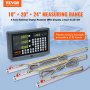VEVOR Digital Readout 10'' & 20'' & 24'' Linear Scale 3 Axis DRO Display Kit Support Πινακίδα βάσης μαχαιριού Ρολόι θήκης καλωδίου τροφοδοσίας Ρολόι Κέρμα πεταλούδα βίδα κάλυμμα χάρακα