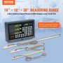 VEVOR Digital Readout, 16'' & 18'' & 38'', Linear Scale 3 Axis DRO Display Kit with Support Rod Knife Holder Plate Transparent Watch Case Power Cord Watch Holder Butterfly Piece Screw Pack Ruler Cover