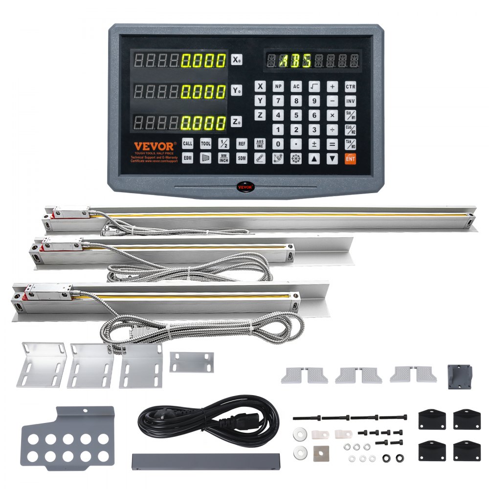 VEVOR Digital Readout 16" & 18" & 38" Lineaarinen mittakaava, 3-akselinen DRO-näyttösarja