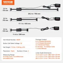 VEVOR Digital Readout, 6'' & 12'' & 24'', Linear Scale 3 Axis DRO Display Kit with L-Shaped Brackets Z-Shaped Brackets Thickened Plates Screws Button Cells