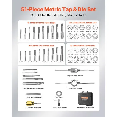 Keermestuskomplekt 51-osaline, M6-M24 — pilt 2