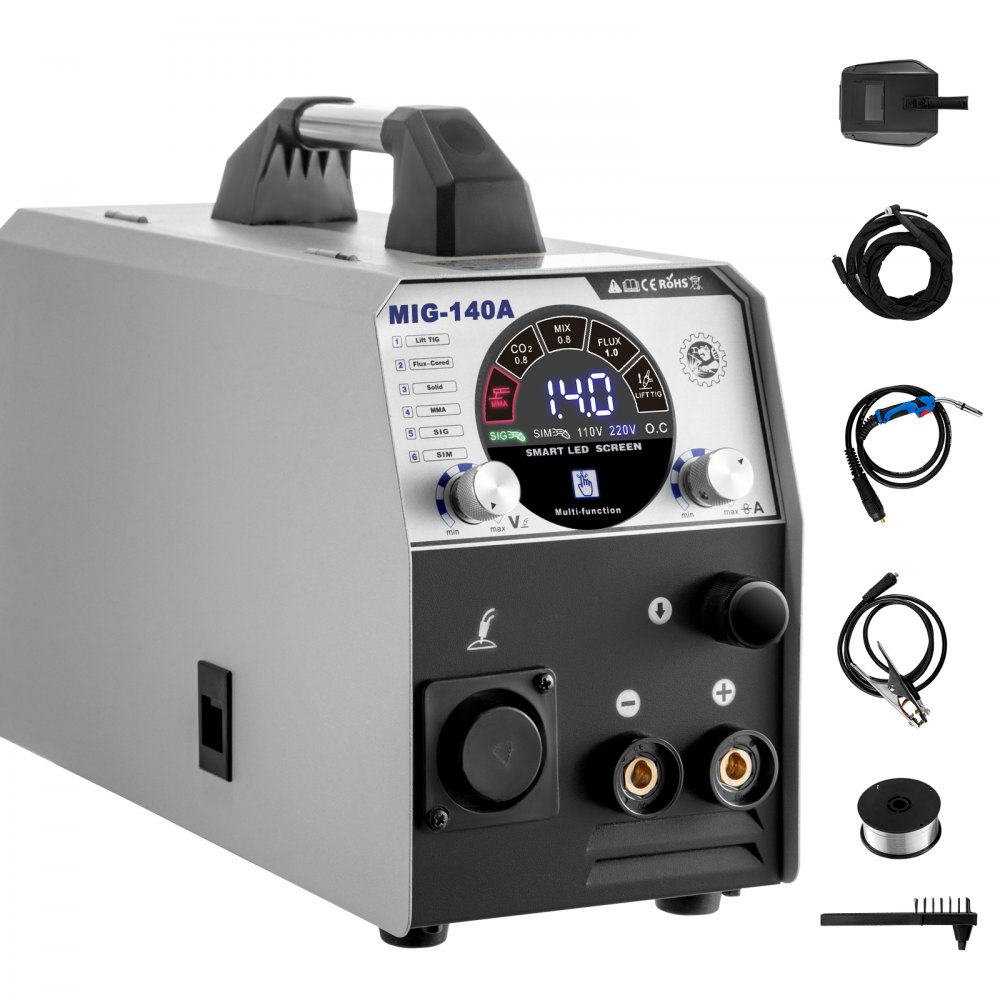 Vevor 140a Digital Mig Welder Igbt Mig Arc Lift Tig 6 In 1 Mma Welding Machine