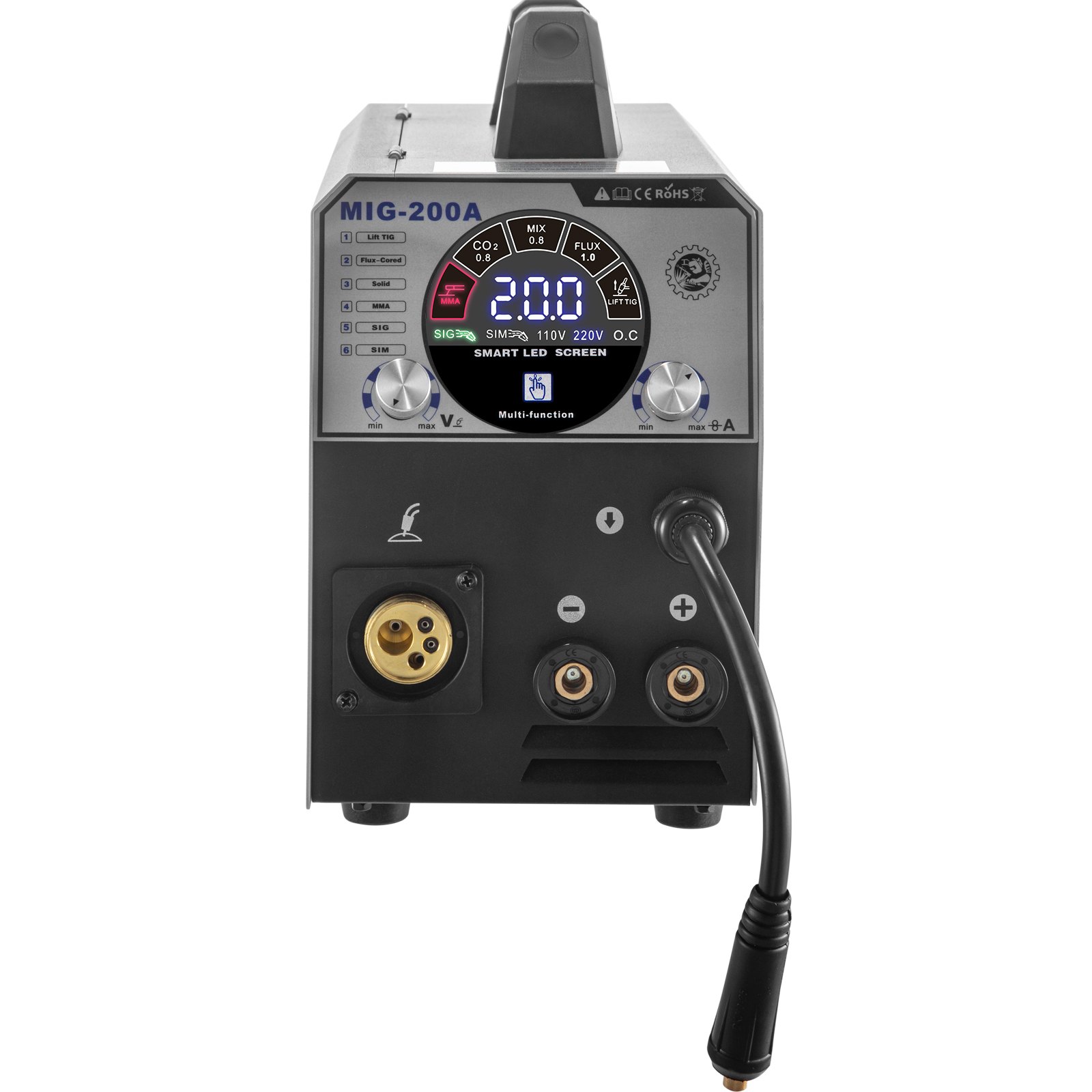 VEVOR MIG Welder Welding Machine 200A Flux Core 6 in 1 TIG/ MMA Aluminum Welding