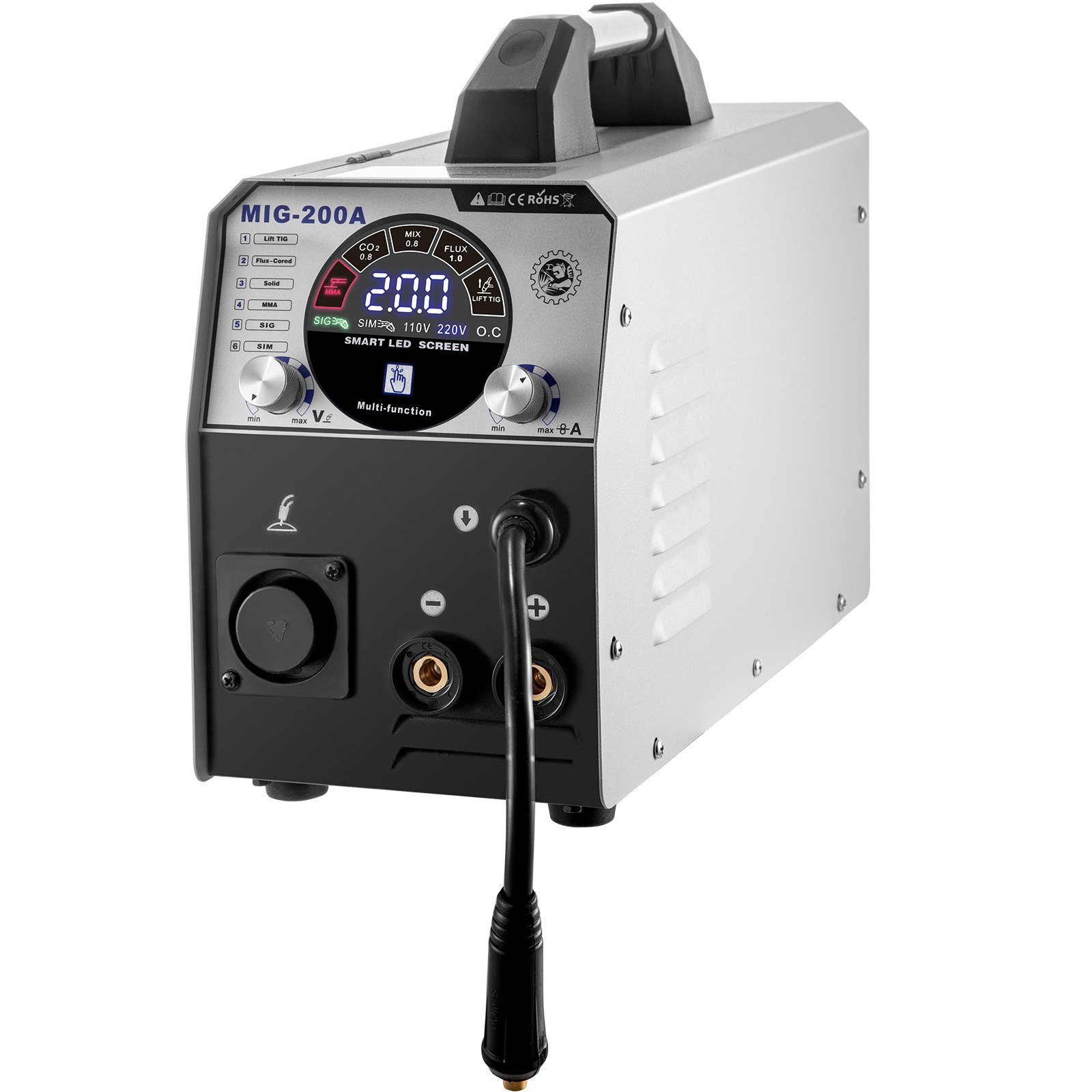 VEVOR MIG Welder Welding Machine 200A Flux Core 6 in 1 TIG/ MMA Aluminum Welding