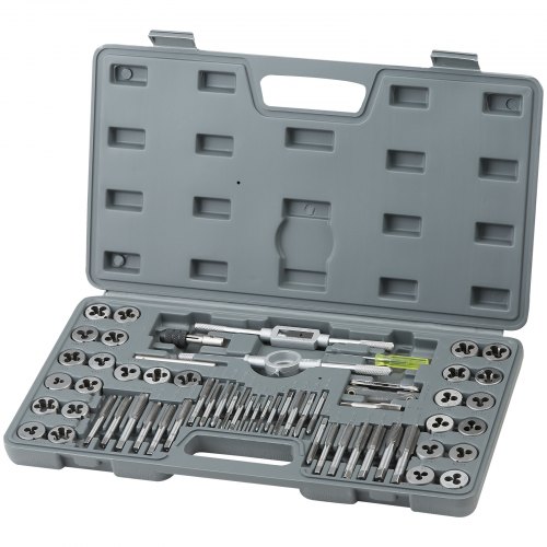 VEVOR Tap and Die Set, 60-Piece Metric and SAE Standard, Bearing Steel Taps and Dies, Essential Threading Tool for Cutting External Internal Threads, with Complete Accessories and Storage Case