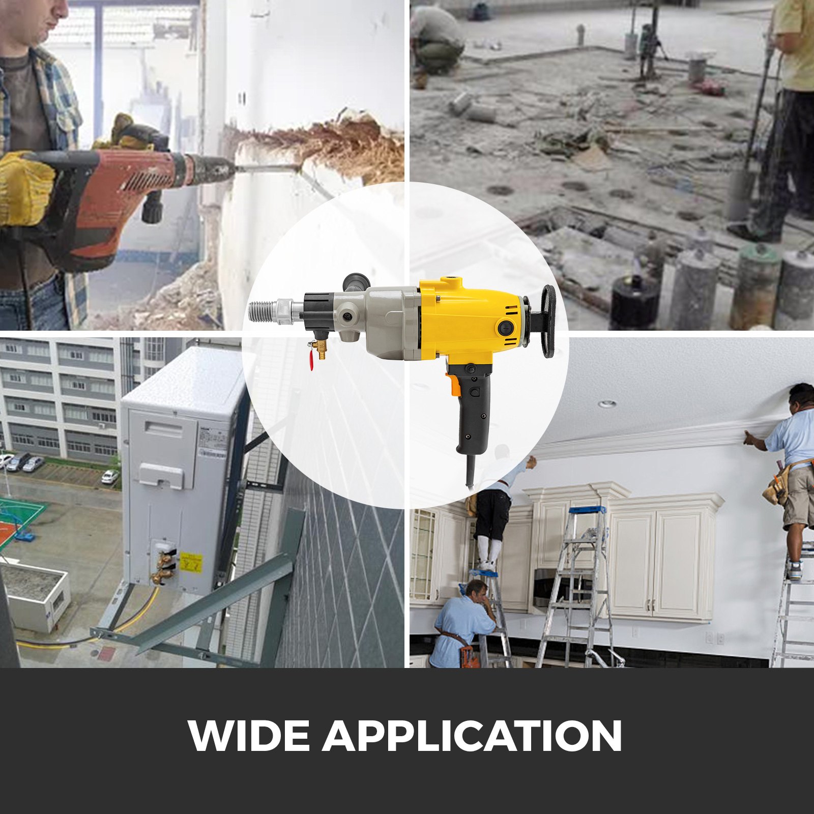VEVOR Diamond Core Drill, 2180W 7'/180 mm, 1600RPM Variable Speed Core Drill Rig with Portable Case, Handheld Drilling Machine for Hard Stone, Concrete, Marble, Granite, Brick