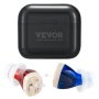 Audífonos VEVOR para personas mayores, amplificadores auditivos recargables con cancelación de ruido y control de volumen, dispositivo de asistencia auditiva intraauricular digital con estuche de carga y 8 pares de tapones.